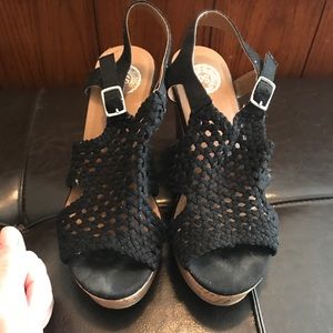 SO black wedge sandals sz 8